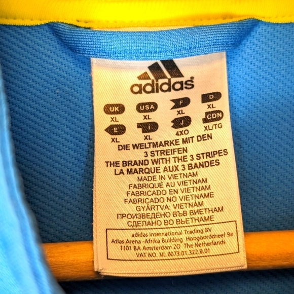 ADIDAS Vintage Retro Mens Tennis Warmup Striped Jacket Bright Blue Lime White XL - Picture 6 of 9